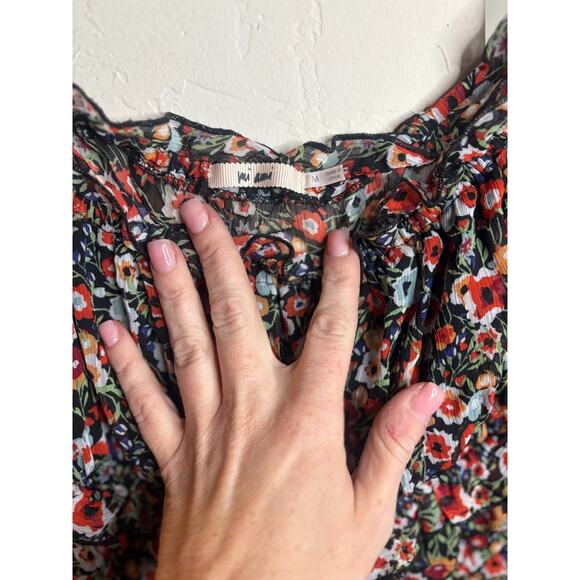 Mi Ami Junior's Floral Smocked Waist Blouse Size M - Picture 3 of 4